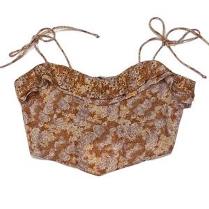 American Eagle Outfitters Orange Tie Front Crop Top